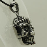 Green Eyes King Skull Stainless Steel Biker Necklace Pendant