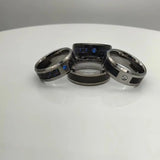 Tungsten Carbide Men's Wedding Band Carbon Fiber CZ Stone Anniversary