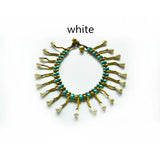 Turquoise Water Drop Pendant Beach Anklet Thai Wax Thread