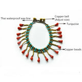 Turquoise Water Drop Pendant Beach Anklet Thai Wax Thread