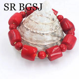 Orange Red Corals Lady Women Jewelry Natural Coral Bracelet 7.5-8inch
