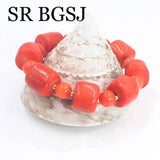 Orange Red Corals Lady Women Jewelry Natural Coral Bracelet 7.5-8inch