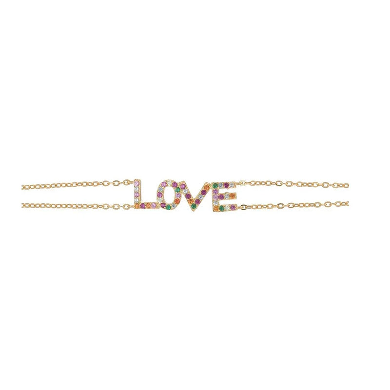Valentines Love Letter Double Chain Alphabet Bracelet