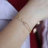 Valentines Love Letter Double Chain Alphabet Bracelet