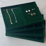 Velvet Ring Earrings Display Tray Jewelry Organizer