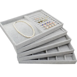Velvet Ring Earrings Display Tray Organizer