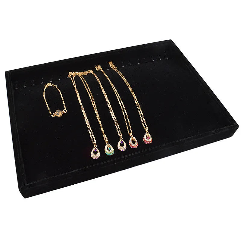Velvet Ring Earrings Display Tray Jewelry Organizer Holder