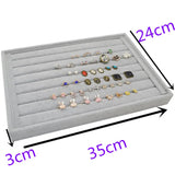 Velvet Ring Earrings Display Tray Organizer