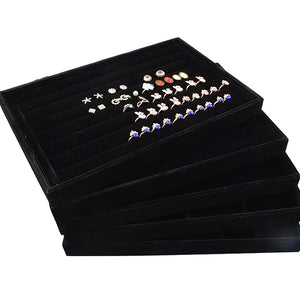 Velvet Ring Earrings Display Tray Jewelry Organizer Holder