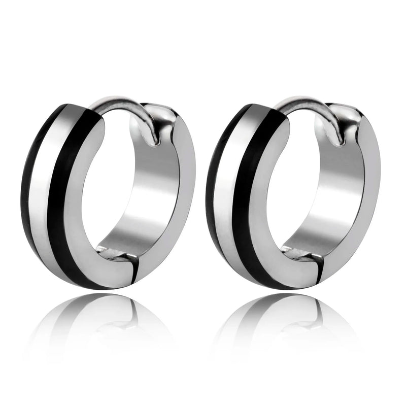 Punk Stainless Steel Huggie Hoop Earrings Silver Circle Earring