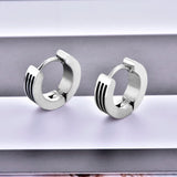 Punk Stainless Steel Huggie Hoop Earrings Silver Circle Earring