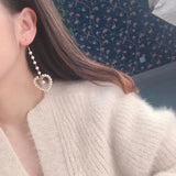 Women Heart Earrings with Cream Pearl Beads