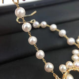 Women Heart Earrings with Cream Pearl Beads