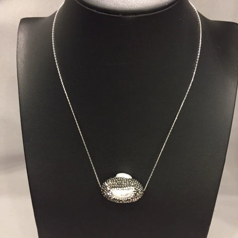 Vintage Freshwater Pearl Pendant Necklace 925 Sterling Silver