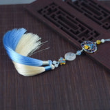 Vintage Cloisonne Tassel Nature Jade Charms Hanfu Clothing Accessories