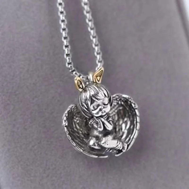 Vintage Angel Wings Pendant Necklace for Women