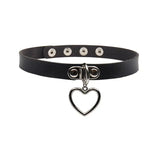 Vintage Gothic Harajuku Sexy Leather Chain Heart Charm Women Punk Choker Necklac