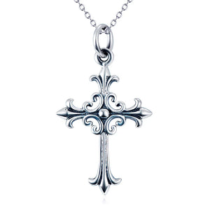 Vintage Christ Cross Pendant 925 Sterling Silver Necklace Religious Jewelry