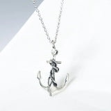 Vintage Anchor Pendant 925 Sterling Silver Necklace for Women
