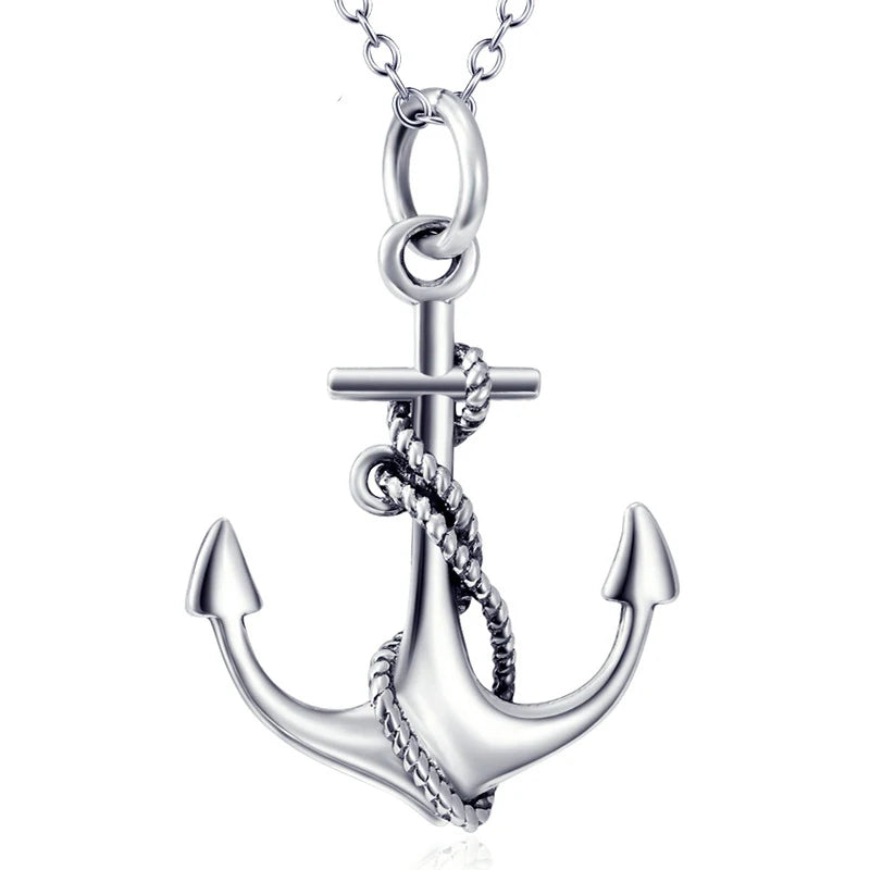 Vintage Anchor Pendant 925 Sterling Silver Necklace for Women