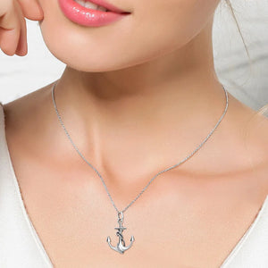 Vintage Anchor Pendant 925 Sterling Silver Necklace for Women