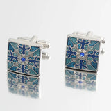 Vintage Square Enamel Silver Cufflinks