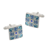 Vintage Square Enamel Silver Cufflinks