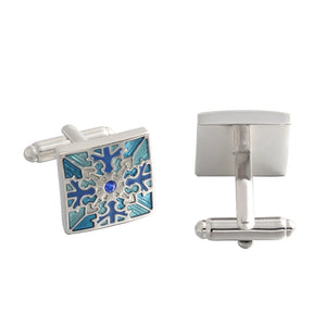 Vintage Square Enamel Silver Cufflinks