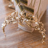 Vintage Baroque Crystal Pearl Tiara Headband Wedding Hair Jewelry