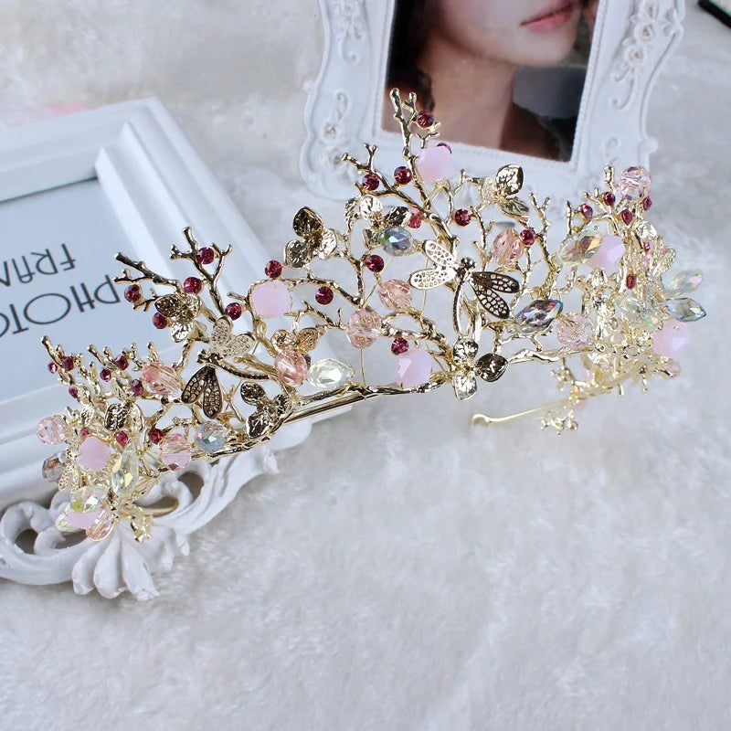 Vintage Baroque Crystal Pearl Tiara Headband Wedding Hair Jewelry