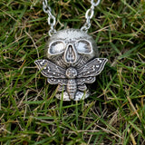 Vintage Halloween Dead Skull Necklace Pendant Moth Necklaces