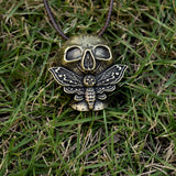 Vintage Halloween Dead Skull Necklace Pendant Moth Necklaces