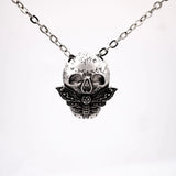 Vintage Halloween Dead Skull Necklace Pendant Moth Necklaces