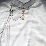 Vintage Nature Jade Cloud Tassel Beads Charms Hanfu Clothing Accessories Pendant