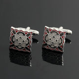 Vintage Pattern Enamel Silver Plated Cufflinks