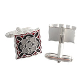Vintage Pattern Enamel Silver Plated Cufflinks