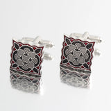 Vintage Pattern Enamel Silver Plated Cufflinks