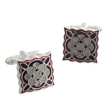 Vintage Pattern Enamel Silver Plated Cufflinks