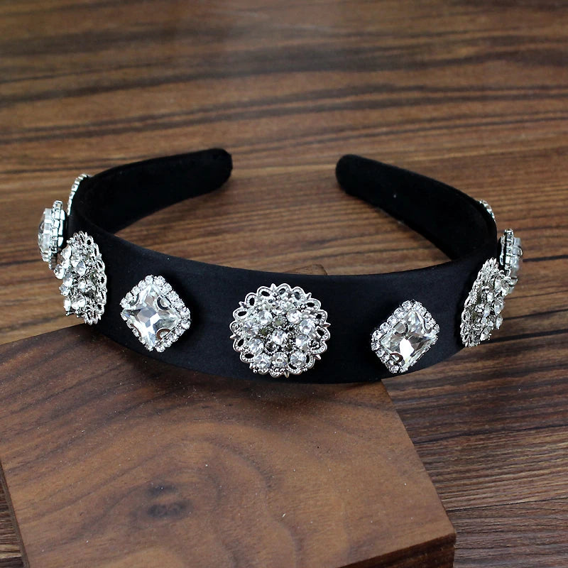 Vintage Silver Crystal Rhinestone Headband Hair Jewelry