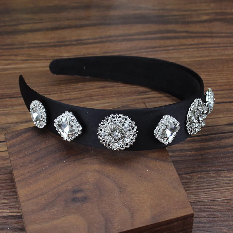 Vintage Silver Crystal Rhinestone Headband Hair Jewelry