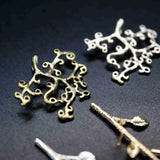 Vintage Silver Plated Branch DIY Charm Settings Jewelry Supplies