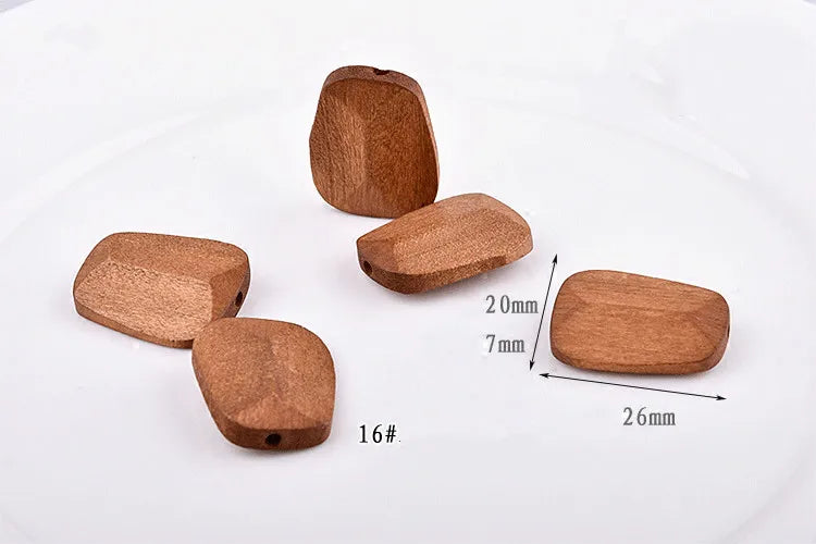 Vintage Wooden Geometric Polyhedral Earrings DIY Ear Studs