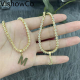 vishowCo Tennis Chain Letter Anklet Personalized Stainless Steel Anklet