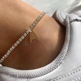 vishowCo Tennis Chain Letter Anklet Personalized Stainless Steel Anklet