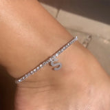 vishowCo Tennis Chain Letter Anklet Personalized Stainless Steel Anklet