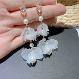 Delicate Petals Earrings Silver Needle