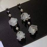 Delicate Petals Earrings Silver Needle
