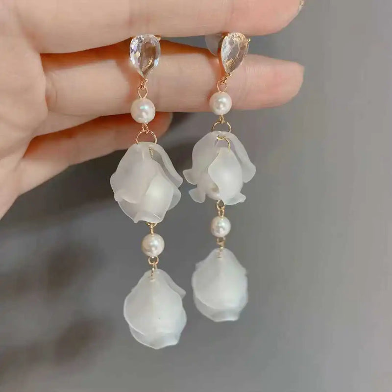 Delicate Petals Earrings Silver Needle