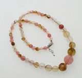 Watermelon Quartz Red Round Faceted 6-14mm Necklace 18inch