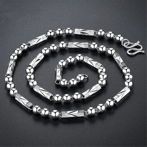 Hexagonal TongChe Flower Beads Necklace with 925 Silver Chains